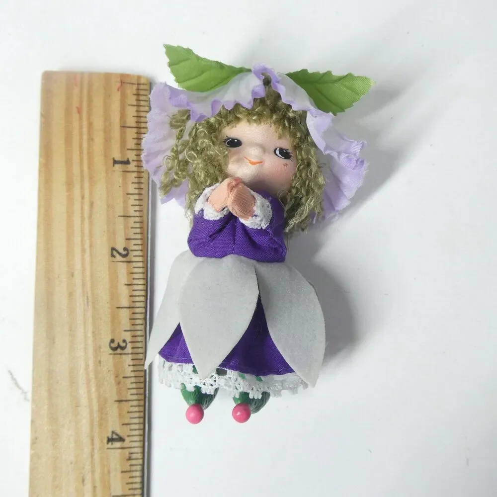 Flower Fairy Mini Doll Vintage Purple 1982 Sharpe Ltd. Korea 1980s